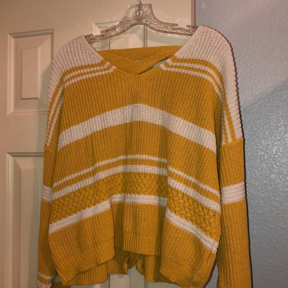 yellow/mustard and white/cream sweater